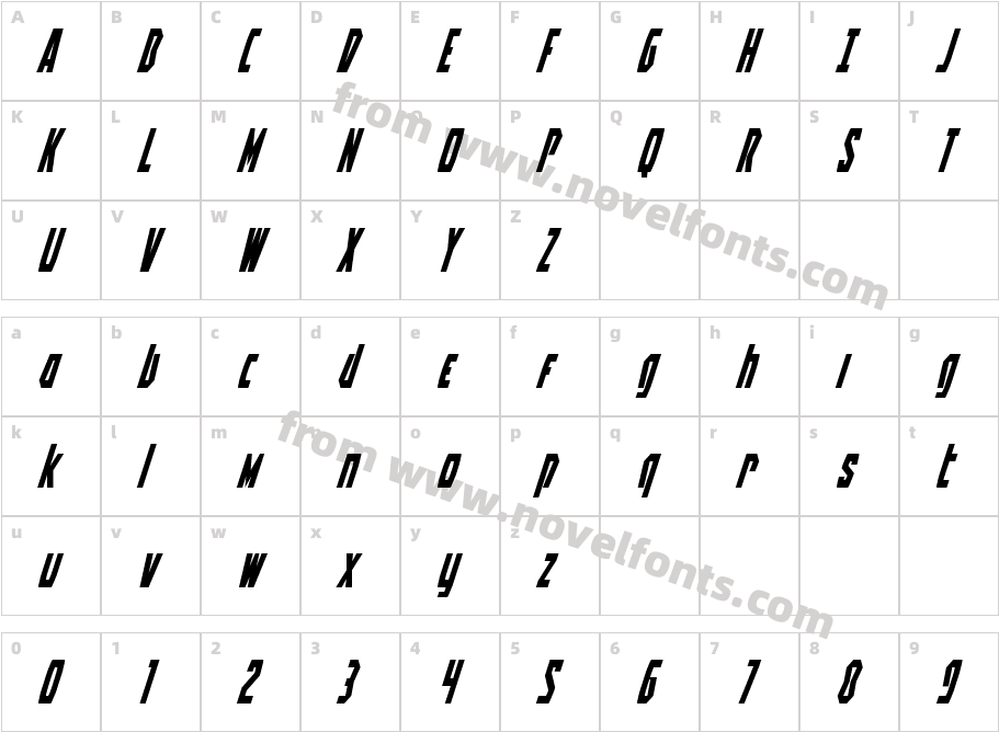 Battleworld Super ItalicCharacter Map