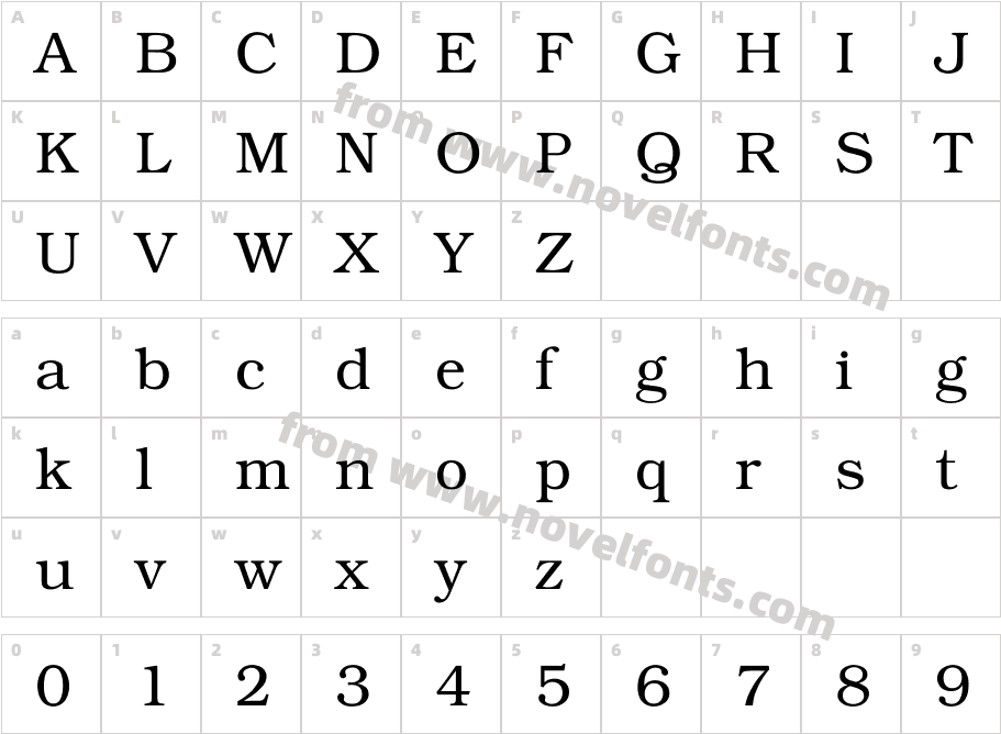 Bookman LightCharacter Map