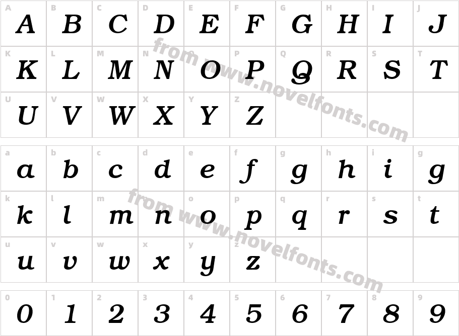 Bookman Medium Regular ItalicCharacter Map