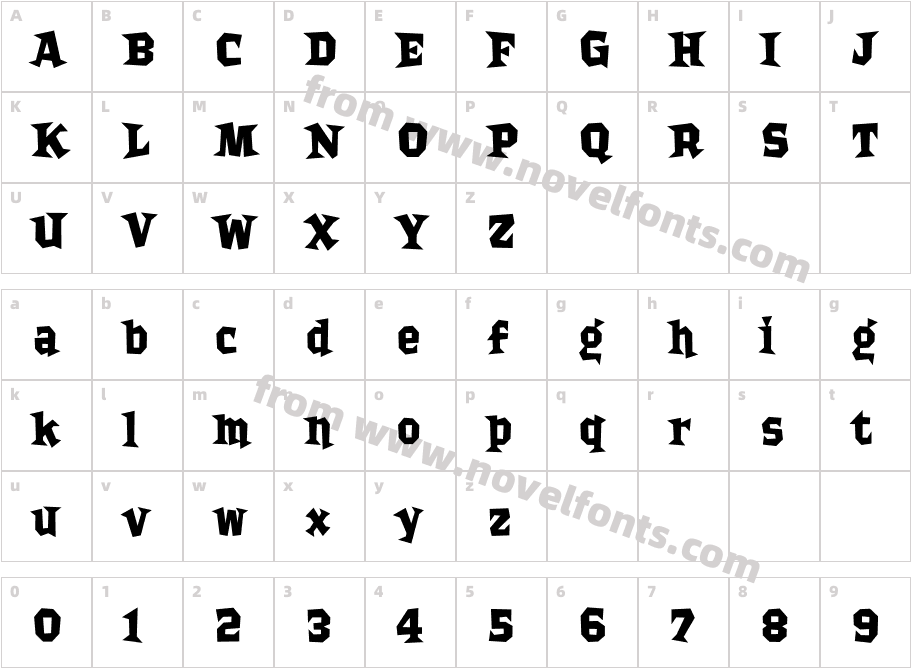 Bordello BoldCharacter Map