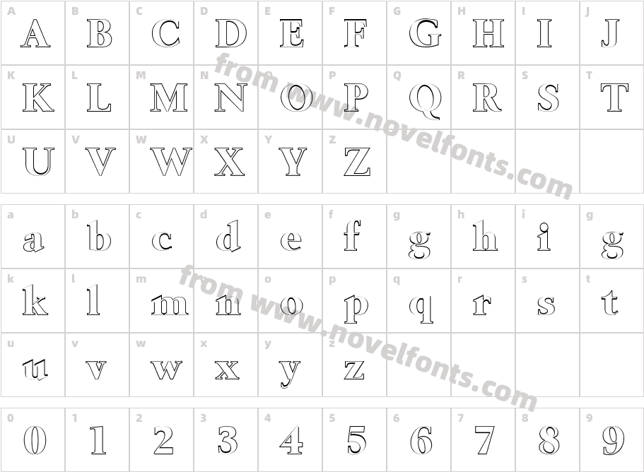 Brandon Becker Outline Extra BoldCharacter Map