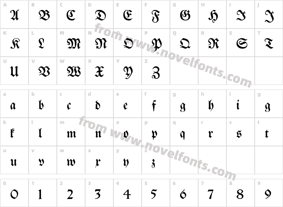 Breitkopf FrakturUNZ1LCharacter Map