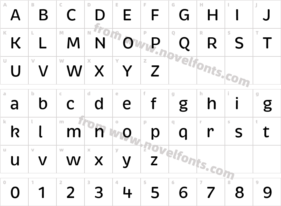 Brevia MediumCharacter Map