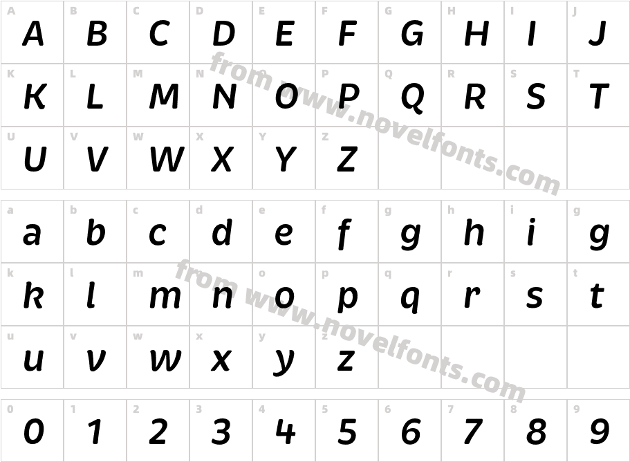 Brevia Semibold ItalicCharacter Map