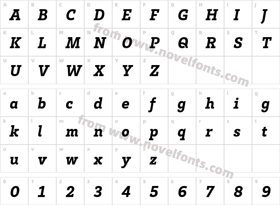 Brix Slab Black ItalicCharacter Map