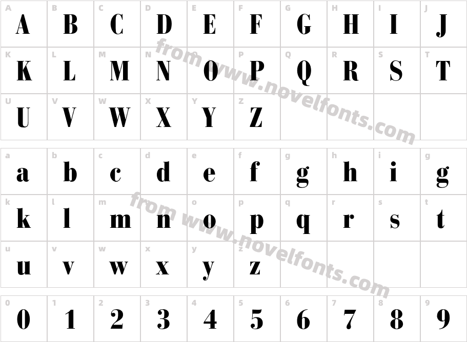 BauerBodoni-BlackCondCharacter Map