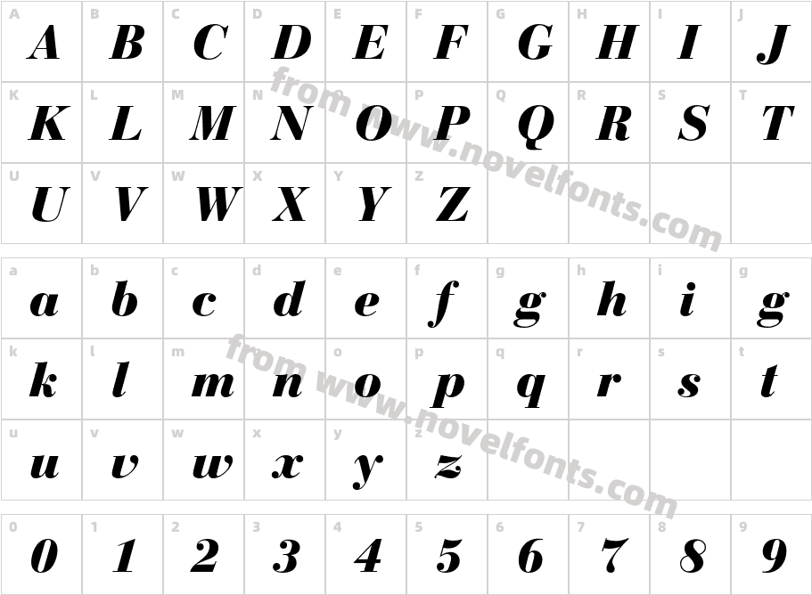 BauerBodoni-BlackItalicCharacter Map