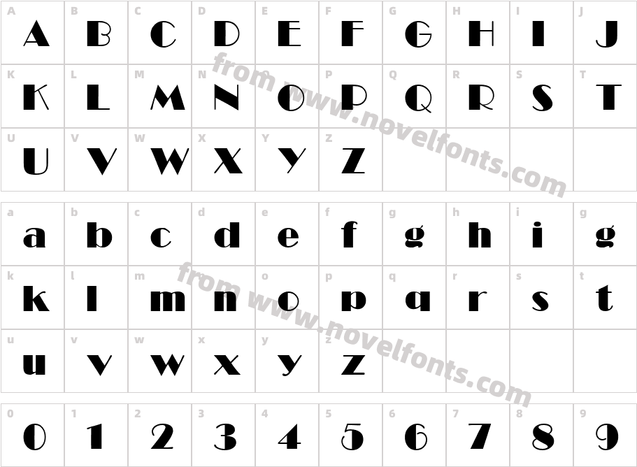 Broad BoldCharacter Map