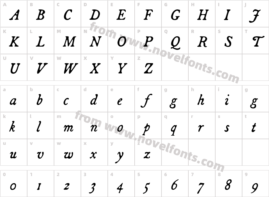 Broadsheet ItalicCharacter Map