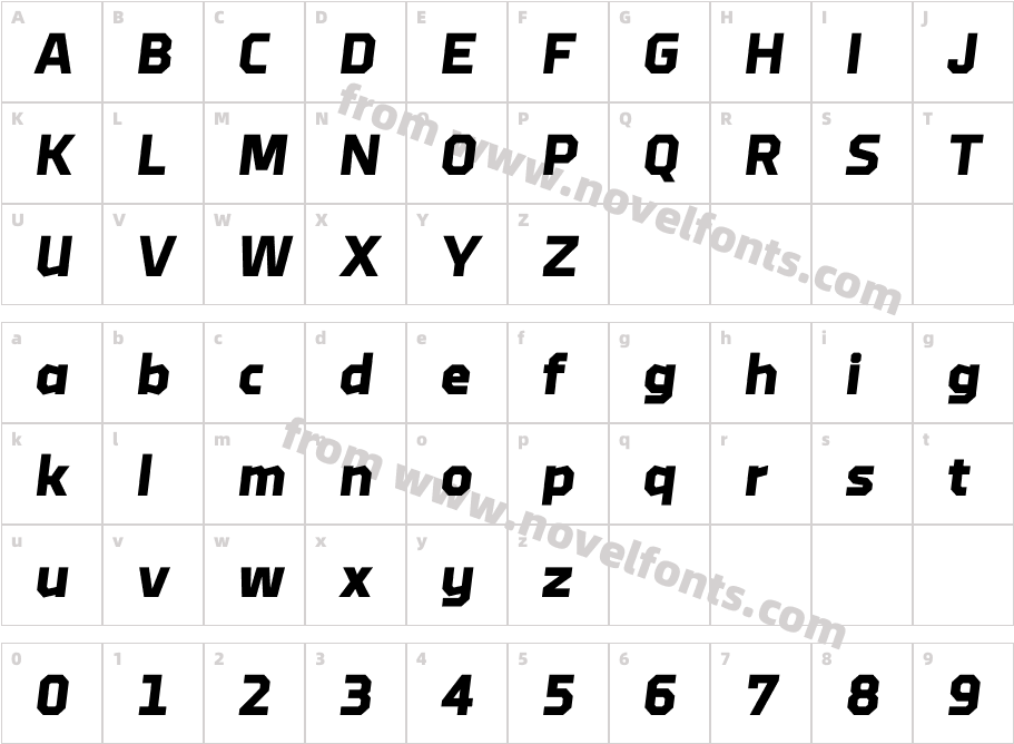 Brooklyn Trial Extrabold ObliqueCharacter Map