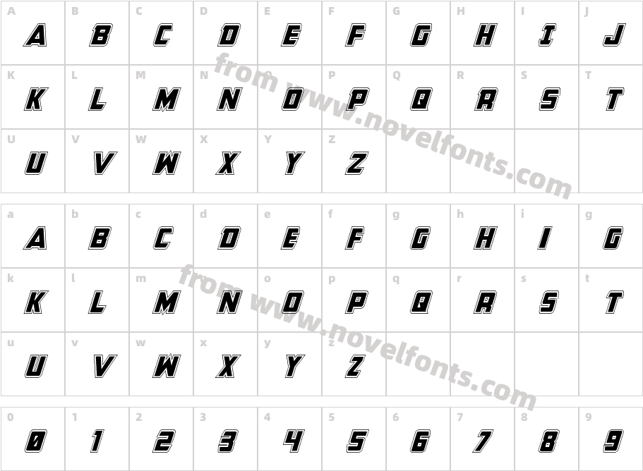 Buchanan Academy ItalicCharacter Map