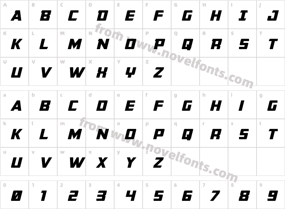 Buchanan Expanded ItalicCharacter Map