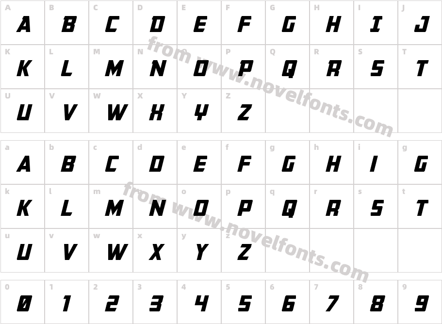 Buchanan ItalicCharacter Map