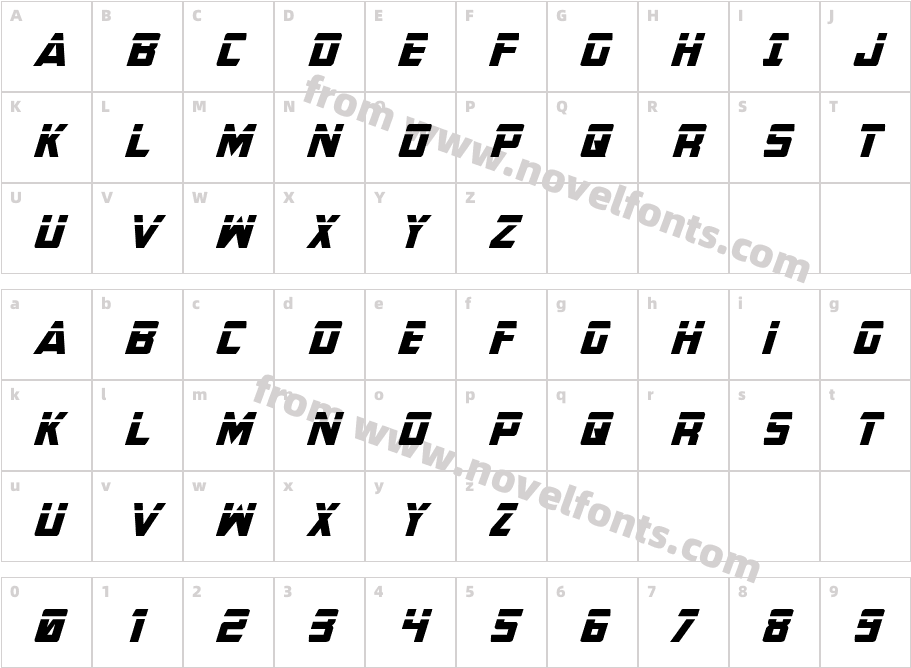 Buchanan Laser ItalicCharacter Map