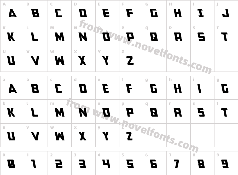 Buchanan LeftalicCharacter Map