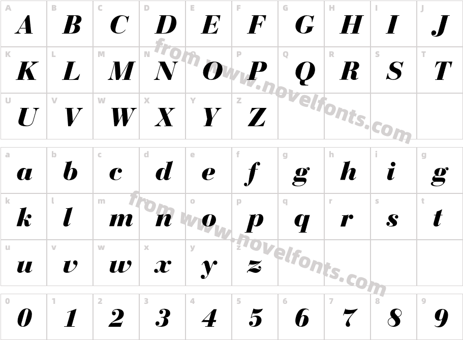 BauerBodoniEF-BoldItalicCharacter Map