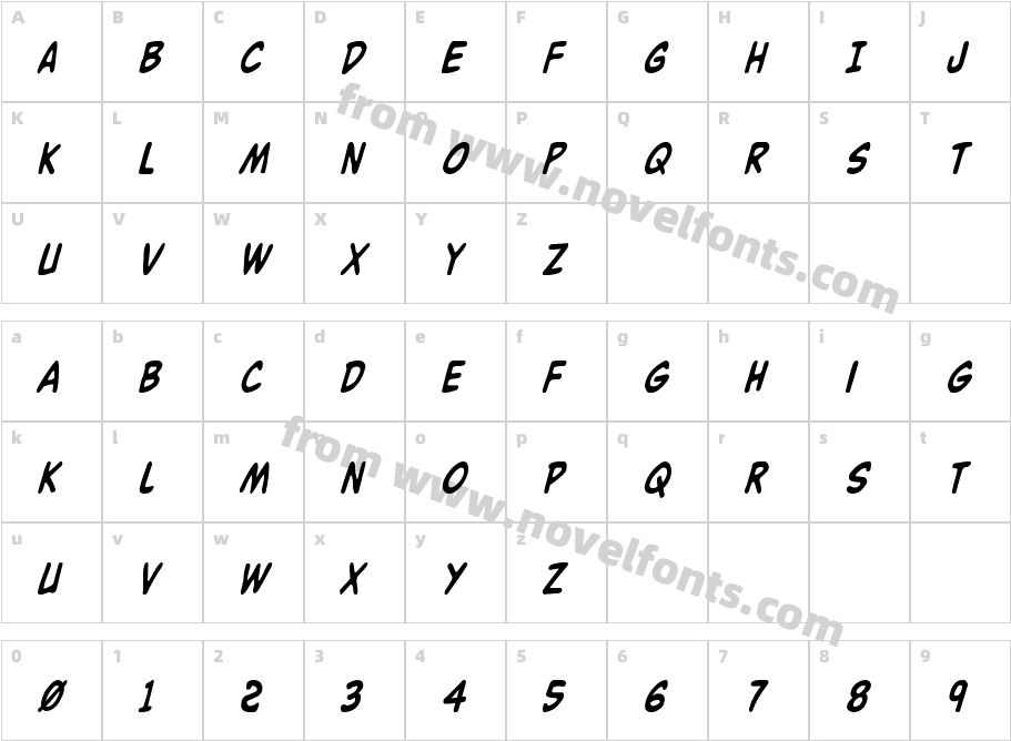 Buddy Champion Condensed ItalicCharacter Map