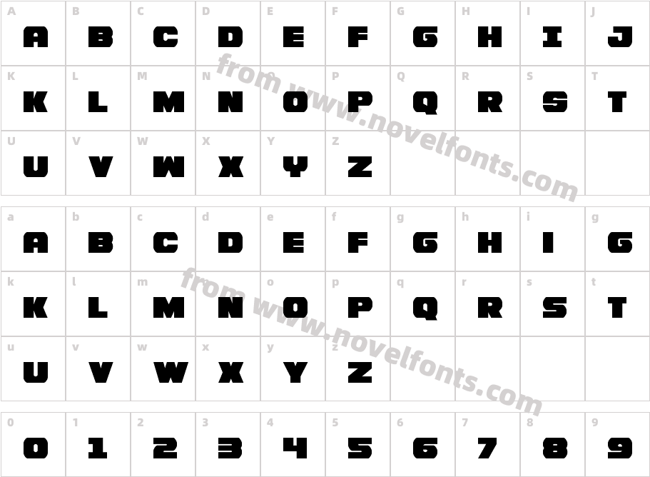 Bummer CondensedCharacter Map