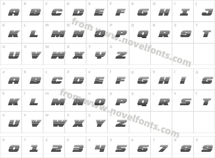 Bummer Gradient ItalicCharacter Map