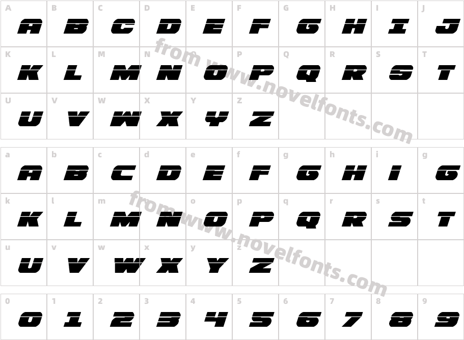 Bummer Laser ItalicCharacter Map