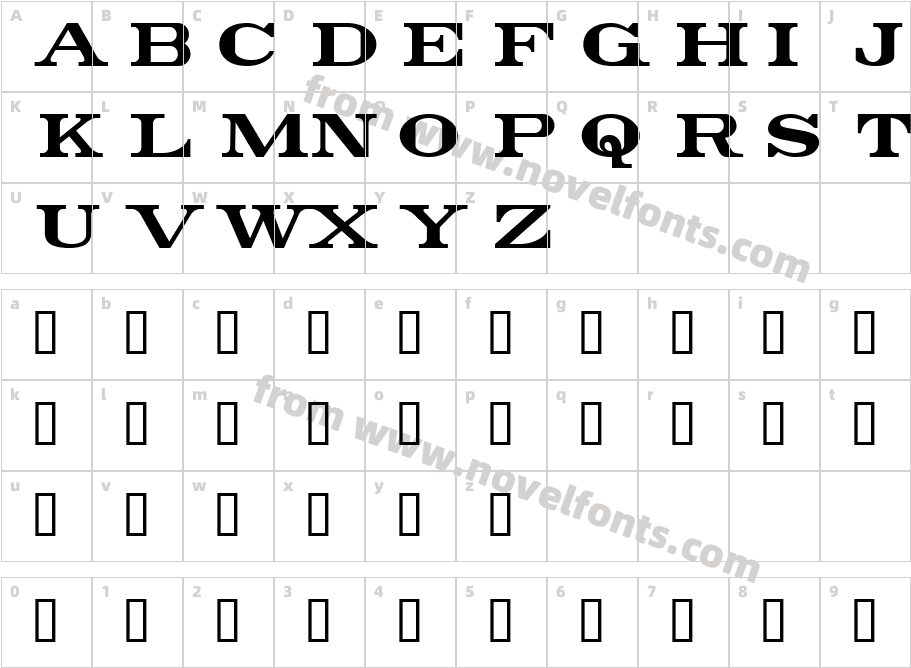 Bunth SerifCharacter Map