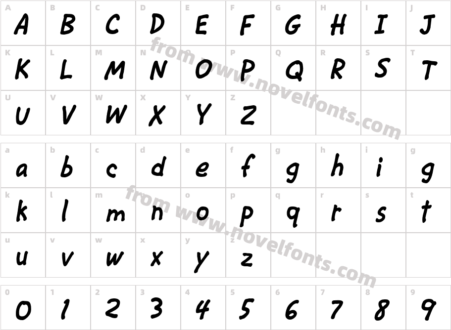 CAC Krazy Legs BoldCharacter Map