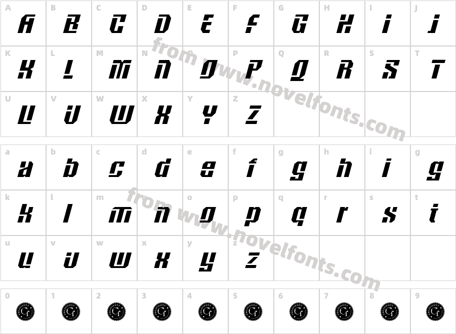 CF Bogswa Demo Bold ItalicCharacter Map