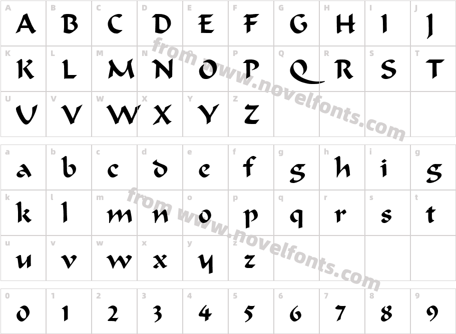 Calligrapher RegularCharacter Map