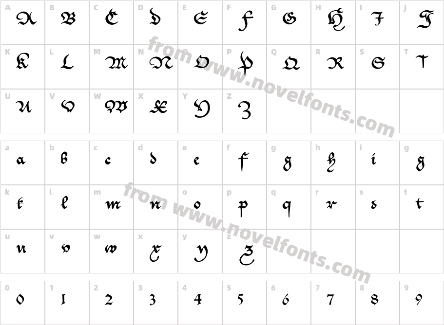 Cantzley FrakturCharacter Map