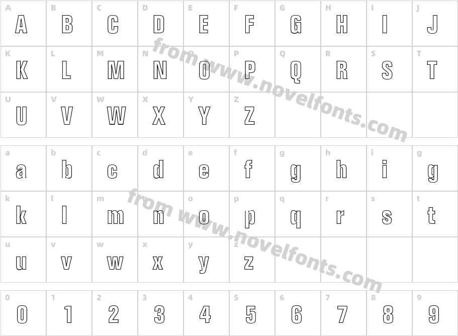 Caravelle Condensed NormalCharacter Map