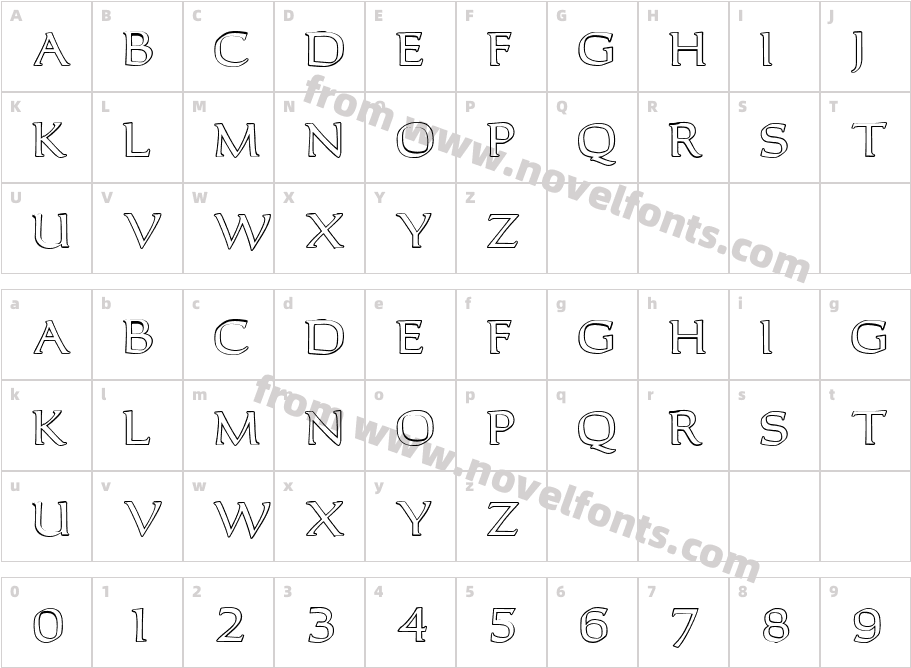 Carolus Outline RegularCharacter Map