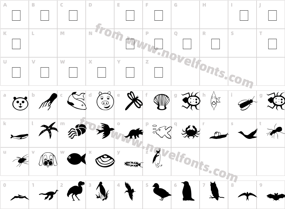 Carr Animal DingbatsCharacter Map