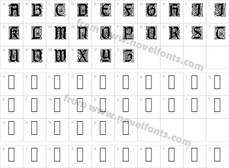 Carrick RegularCharacter Map