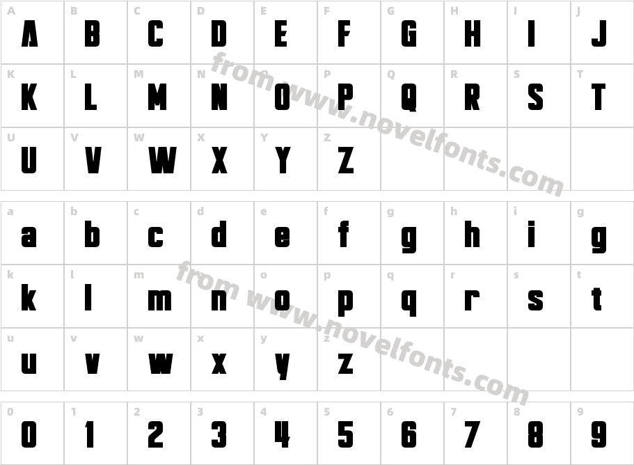 Bayformance BoldCharacter Map