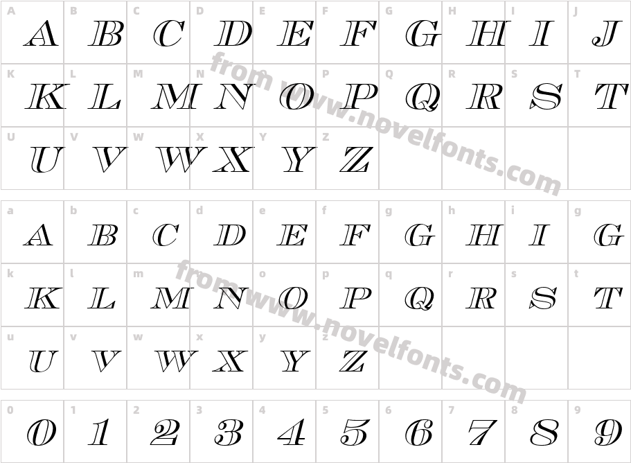 Cash Outline ItalicSWFTECharacter Map