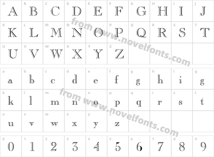 Caslon Open FaceCharacter Map