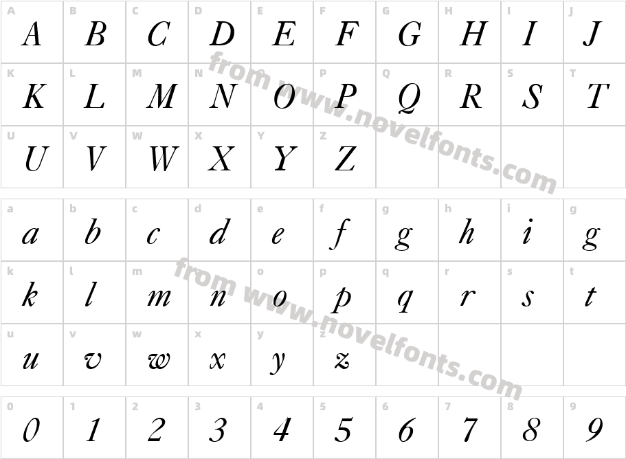 Casque ItalicCharacter Map