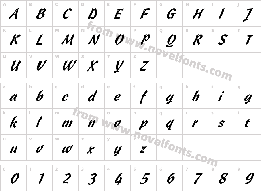 Cassia ItaliqueCharacter Map