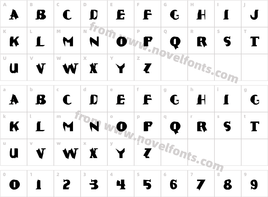 Caustic Biomorph Extra BoldCharacter Map