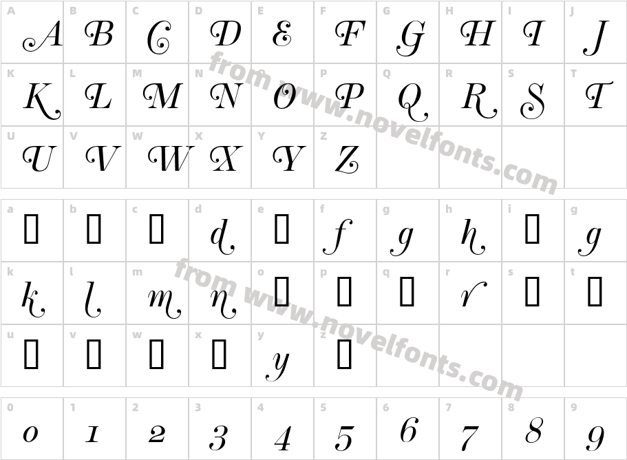 Cavetto Italic Alt JFCharacter Map