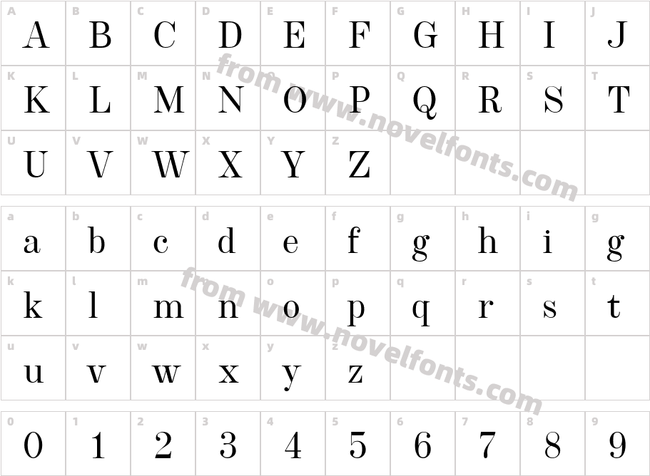 Cavetto Roman JFCharacter Map