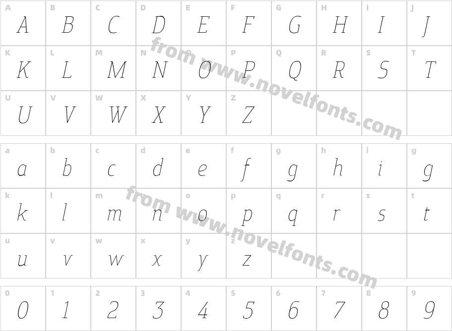 Cavole Slab Thin ItalicCharacter Map