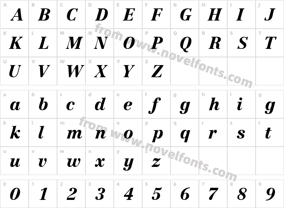 Century Reprise BlackS Si ItalicCharacter Map