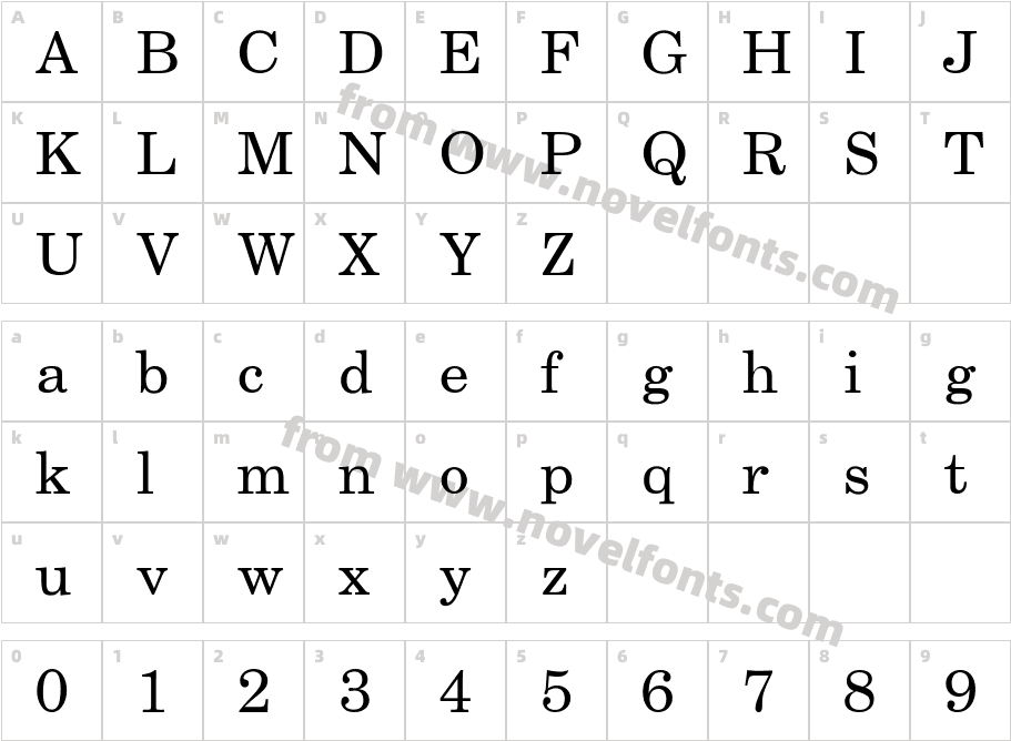 Century Schoolbook NormalCharacter Map