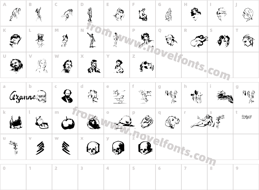 Cezanne SketchesCharacter Map