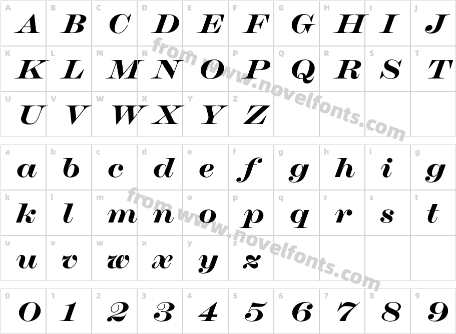 Chapman Black Extended ItalicCharacter Map