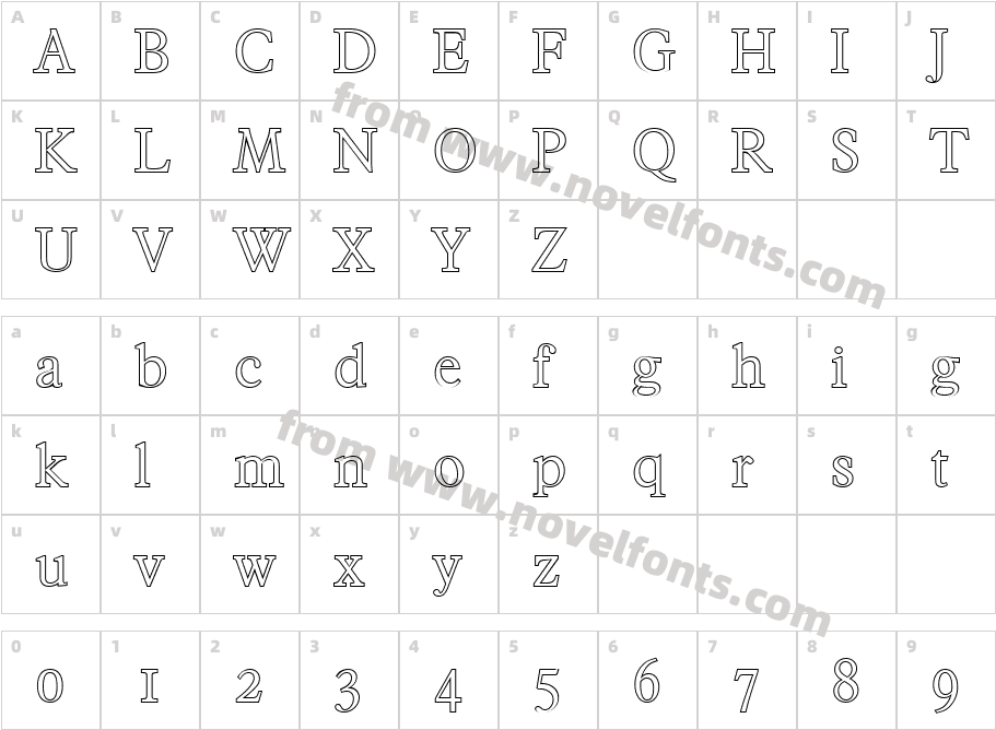 Charles Becker Outline Light RegularCharacter Map