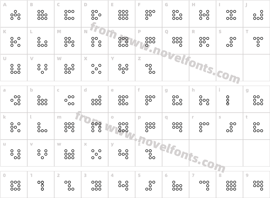 3x3 dots OutlineCharacter Map