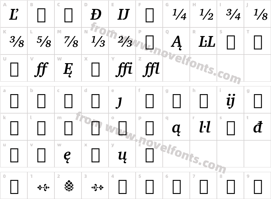 Charter Bd Ext BT Bold Italic ExtensionCharacter Map