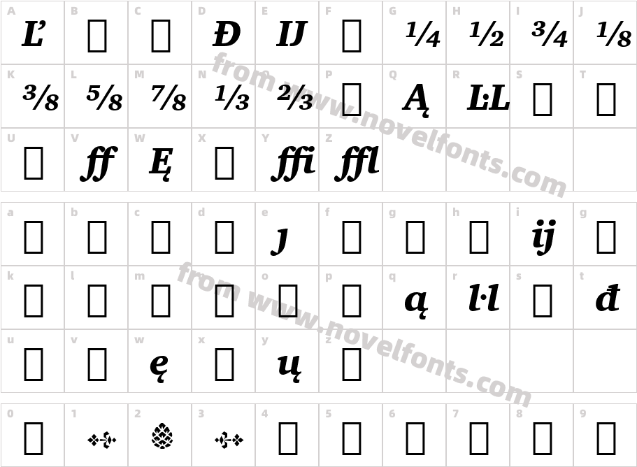 Charter Ext BT Black Italic ExtensionCharacter Map